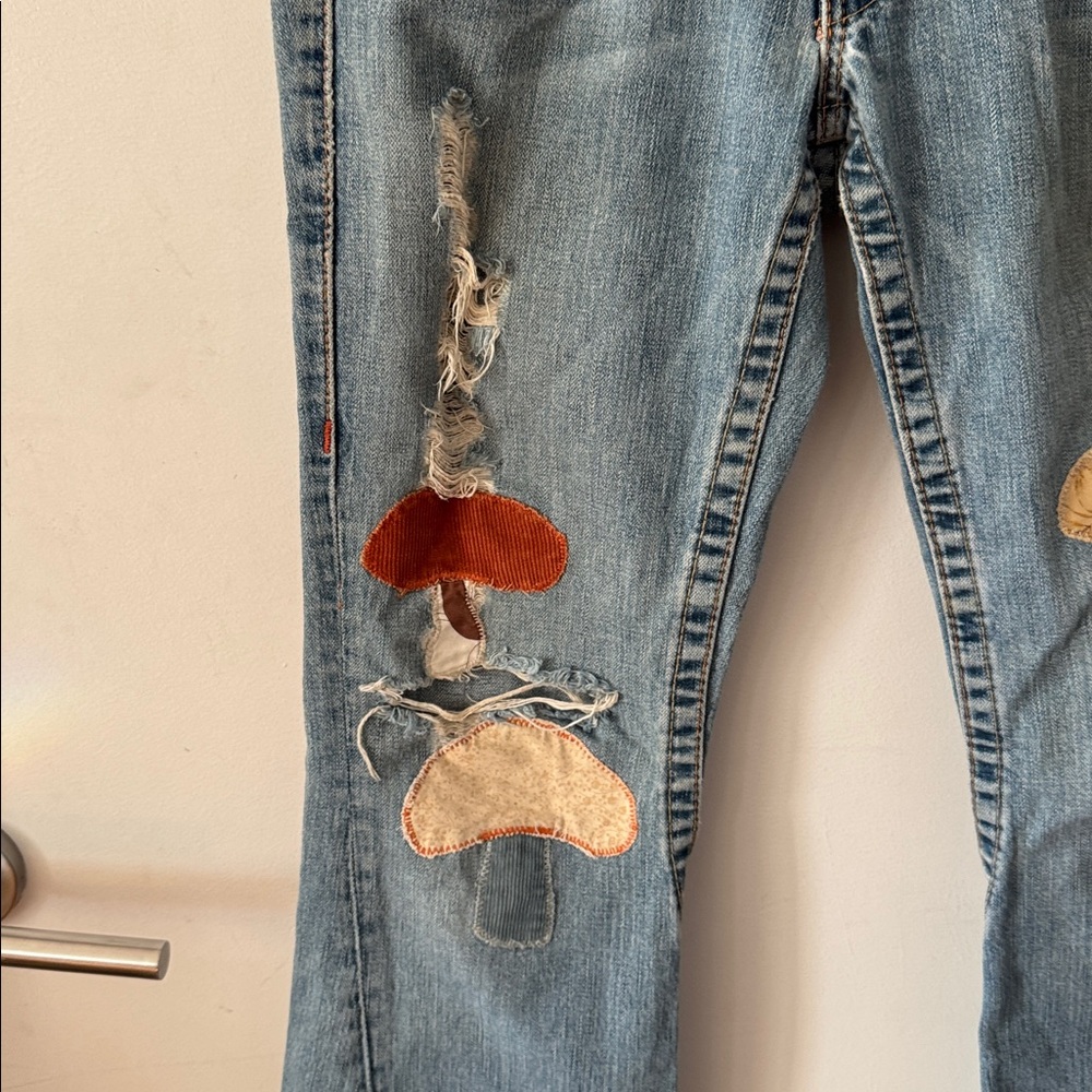 True Religion Ashbury patchwork flared denim Jean… - image 3